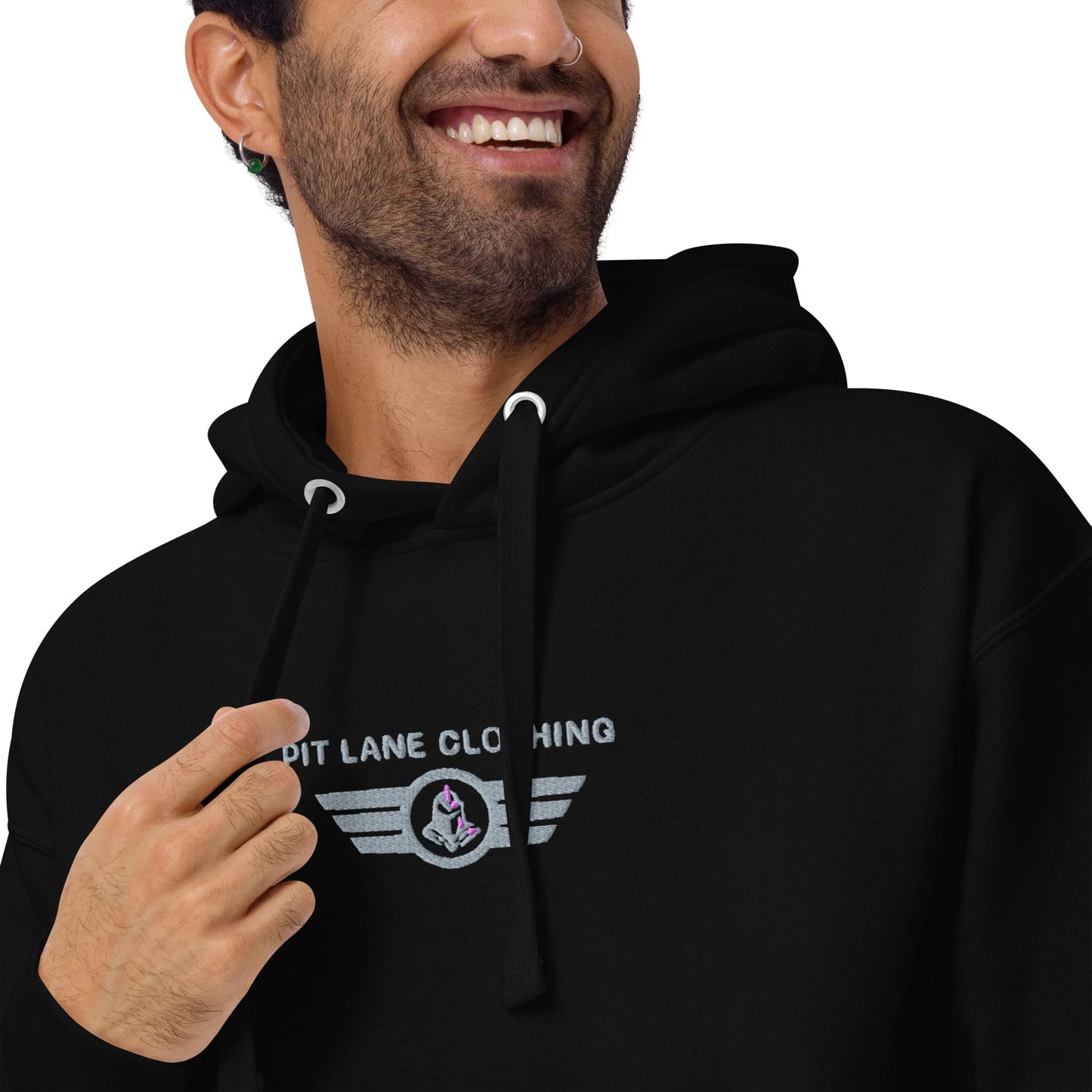 Pit Lane Clothing: Embroidered Heavyweight Hoodie - Force 1 - carbon/black
