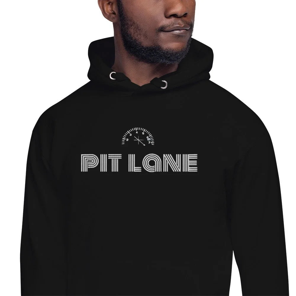 Pit Lane Clothing: Embroidered Heavyweight Fleece Hoodie - retro - carbon