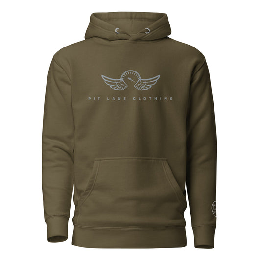 PIT LANE CLOTHING Embroidered Heavyweight Hoodie - Military Green