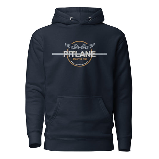 PIT LANE CLOTHING Embroidered Cotton Heritage Fleece Hoodie - Navy