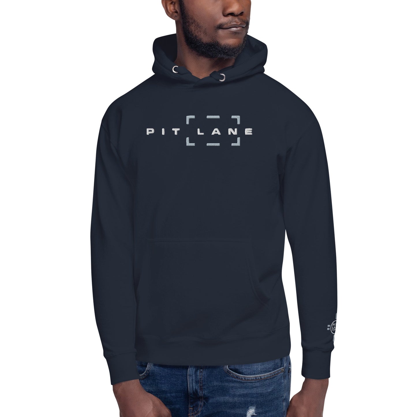 Pit Lane Clothing: Embroidered Heavyweight Fleece Hoodie - Box - Navy