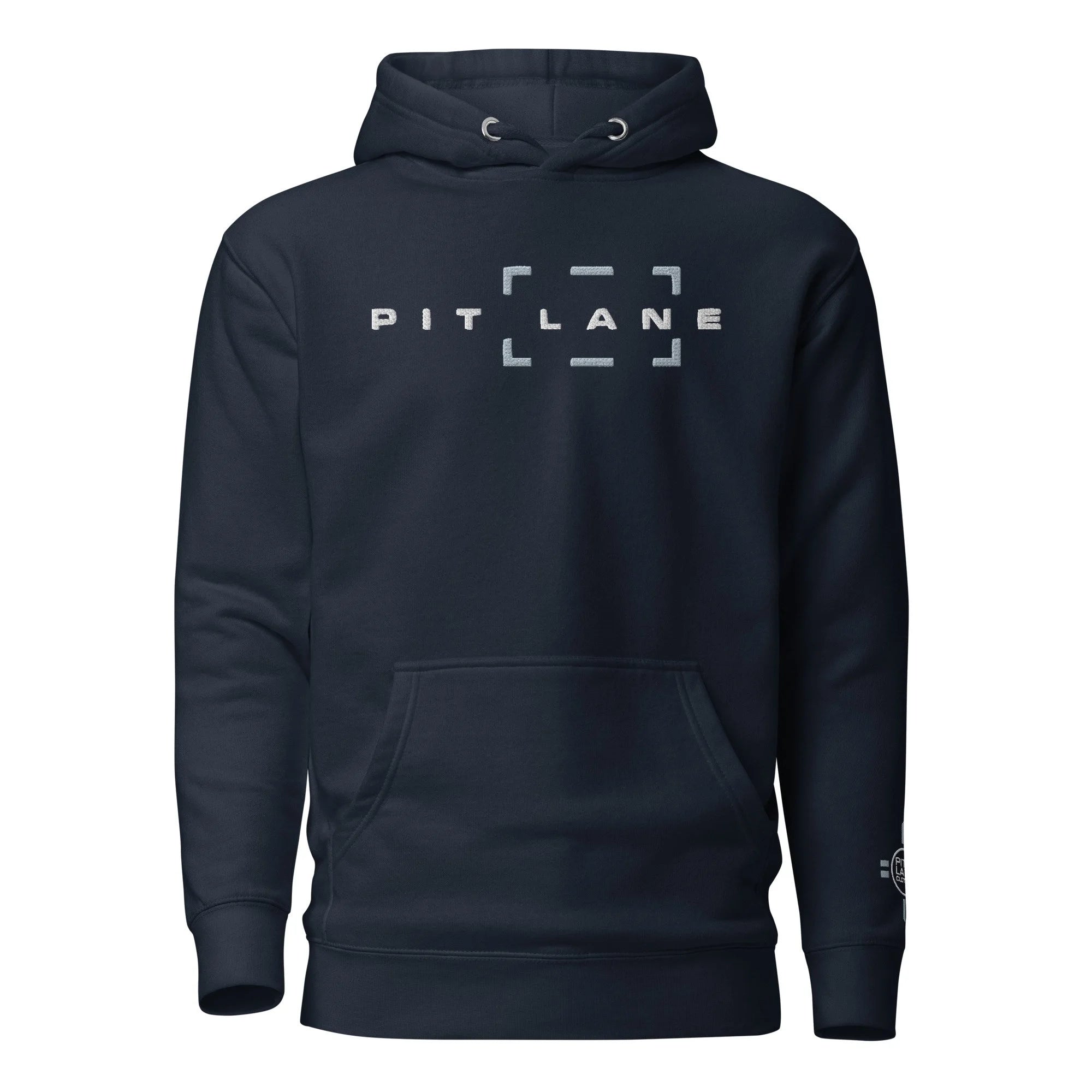 Pit Lane Clothing: Embroidered Heavyweight Fleece Hoodie - Box - Navy