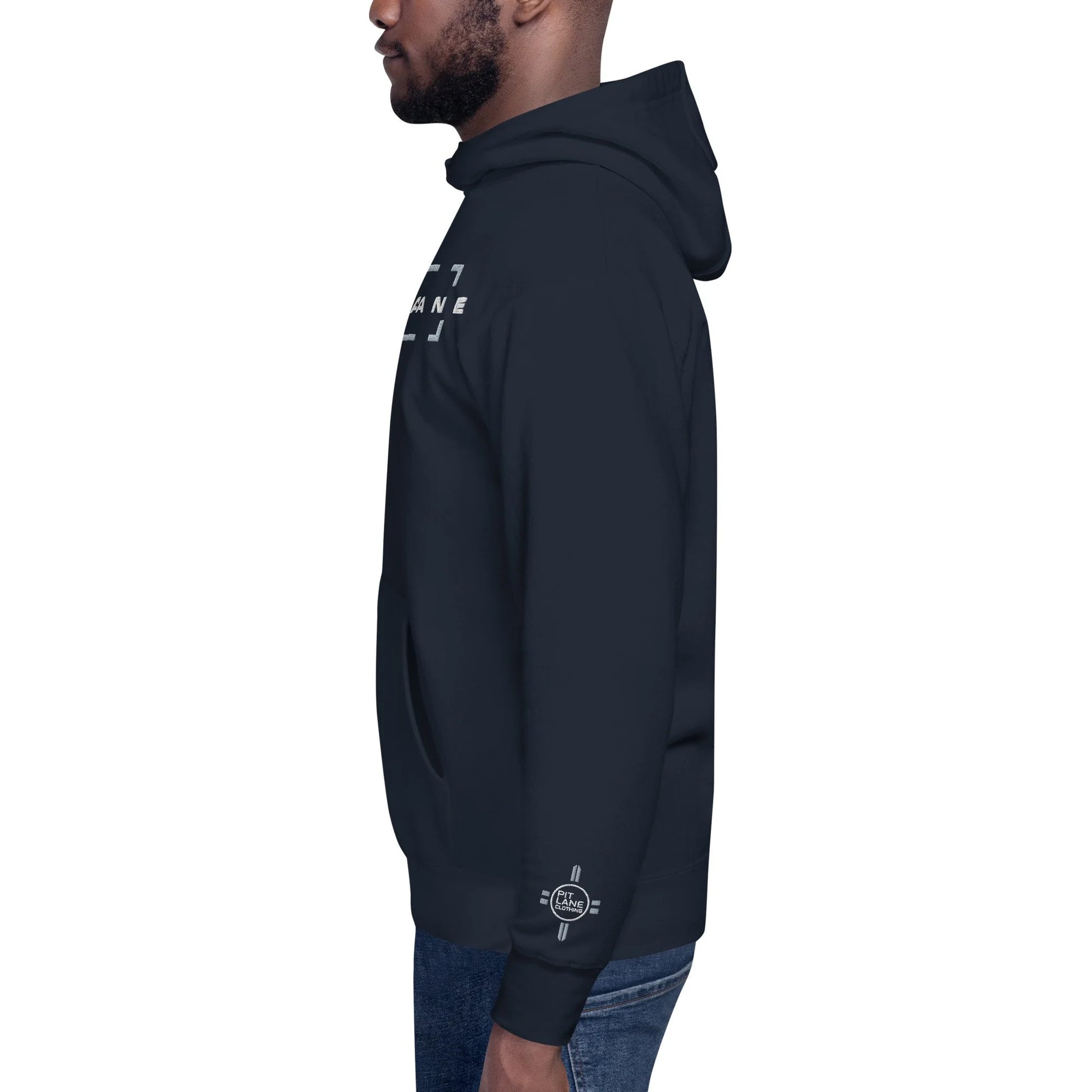 Pit Lane Clothing: Embroidered Heavyweight Fleece Hoodie - Box - Navy