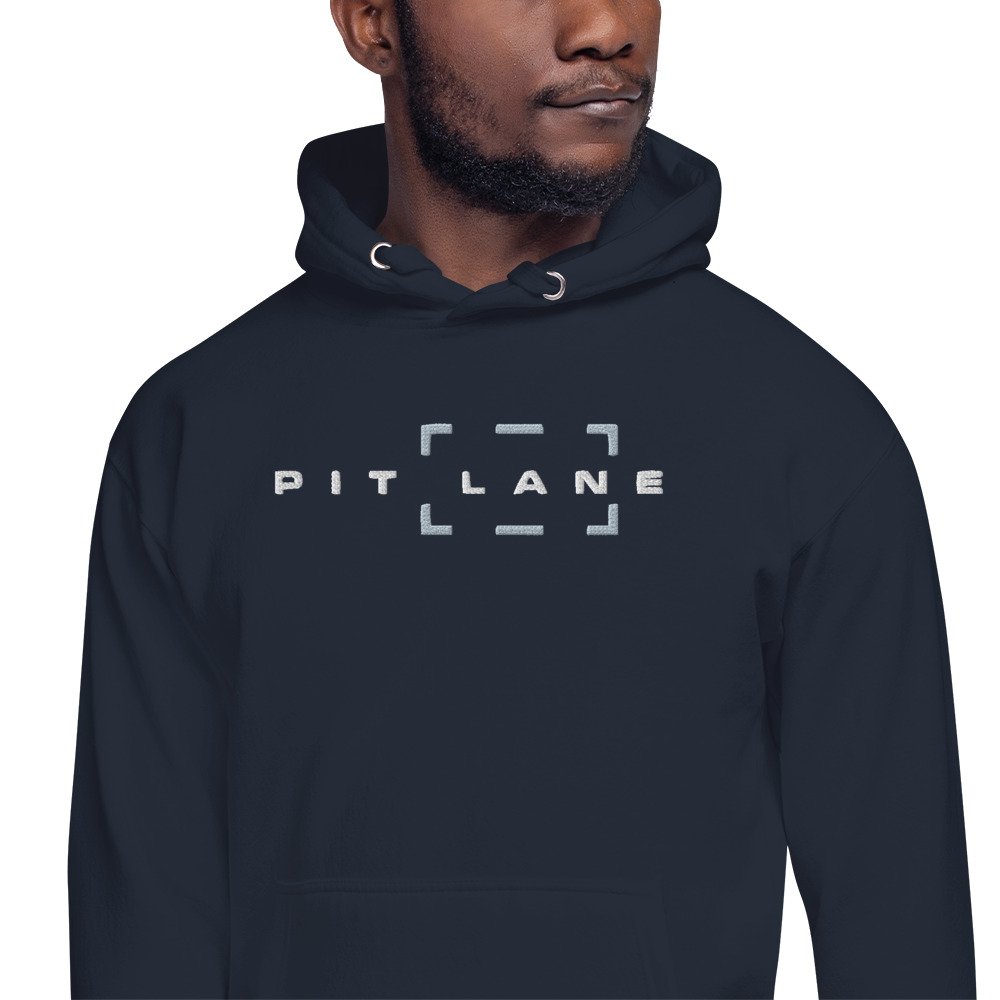 Pit Lane Clothing: Embroidered Heavyweight Fleece Hoodie - Box - Navy