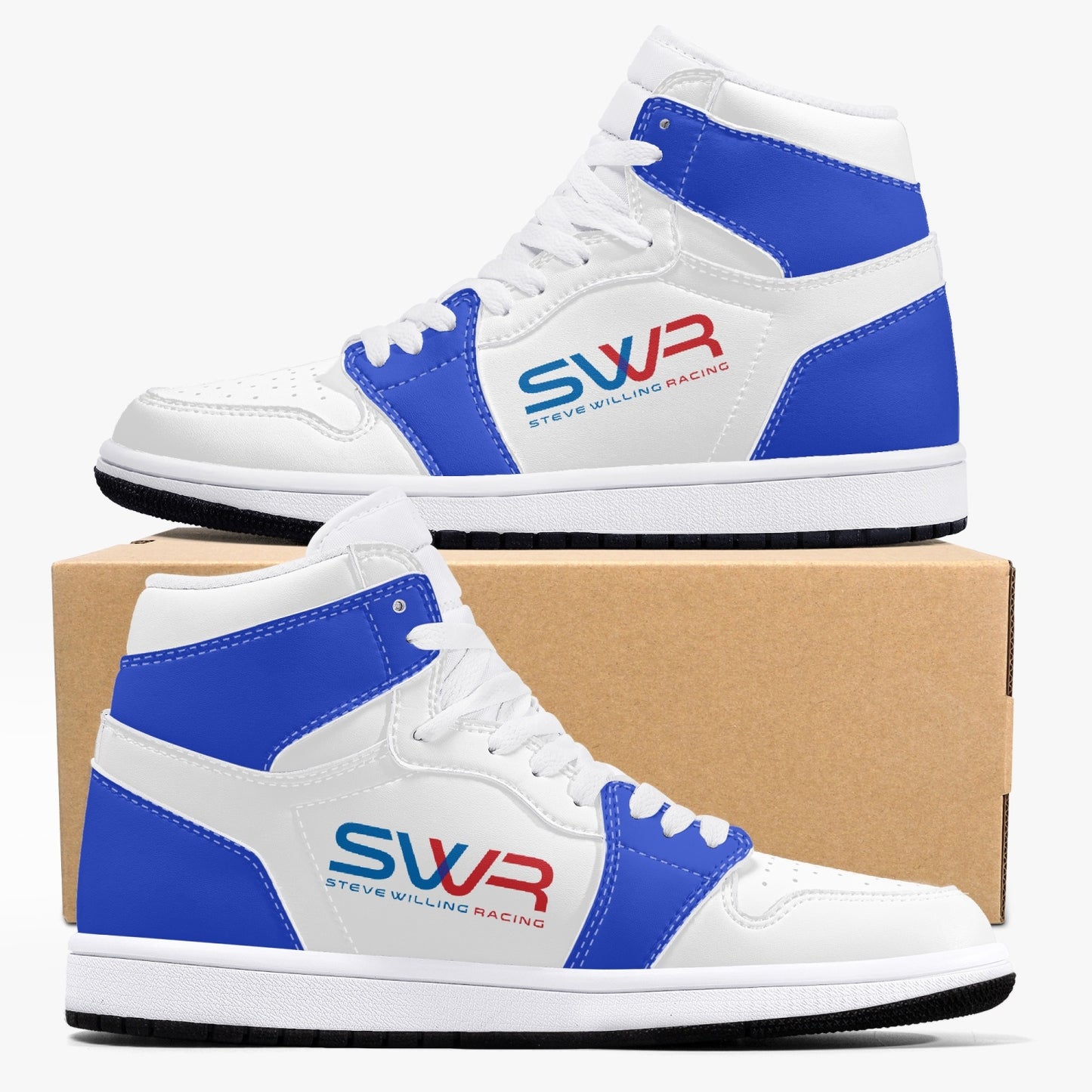 STEVE WILLING F2 MARCH version 3 High-Top Leather Sneakers - white/blue