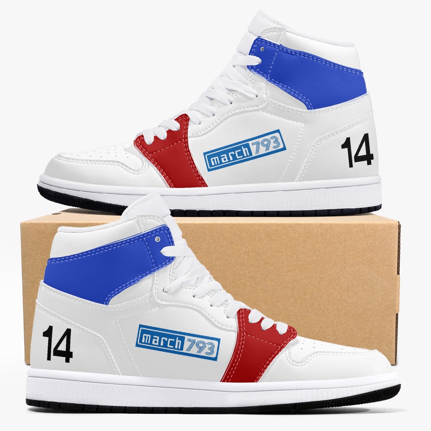 Steve Willing F2 MARCH High-Top Leather Sneakers - blue band