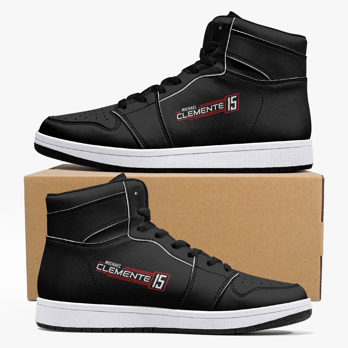 MICHAEL CLEMENTE 15 Ultimate High-Top Leather Sneakers - full carbon