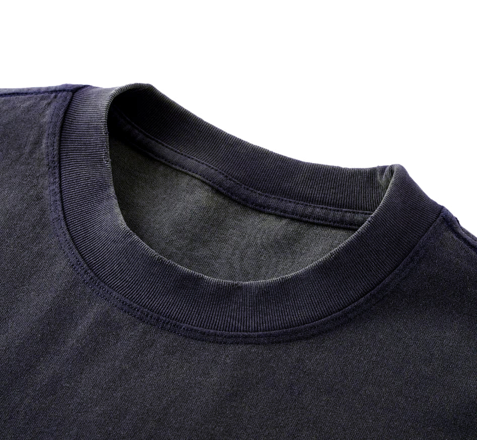 MICHAEL CLEMENTE 15 Stonewashed Loose 100% Cotton T-Shirt with Frayed Edges - carbon