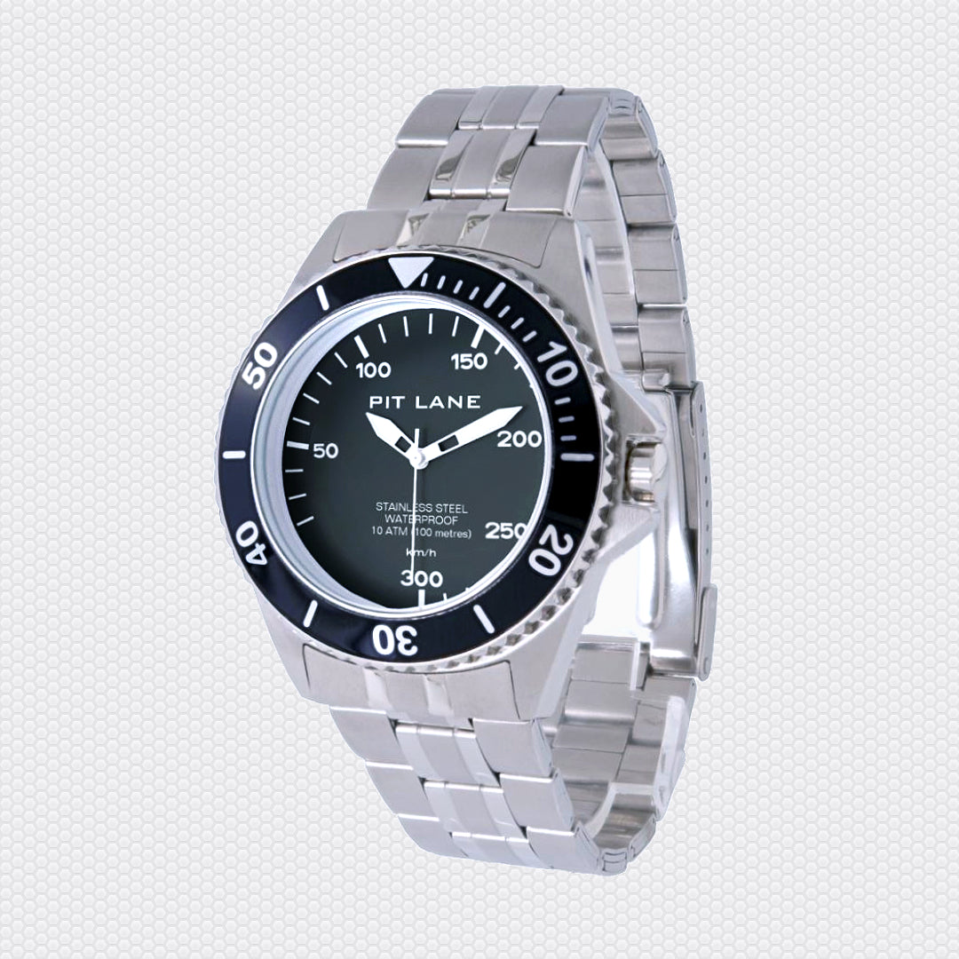 PIT LANE carbon 300 stainless steel watch - water resistant to 100 METERS