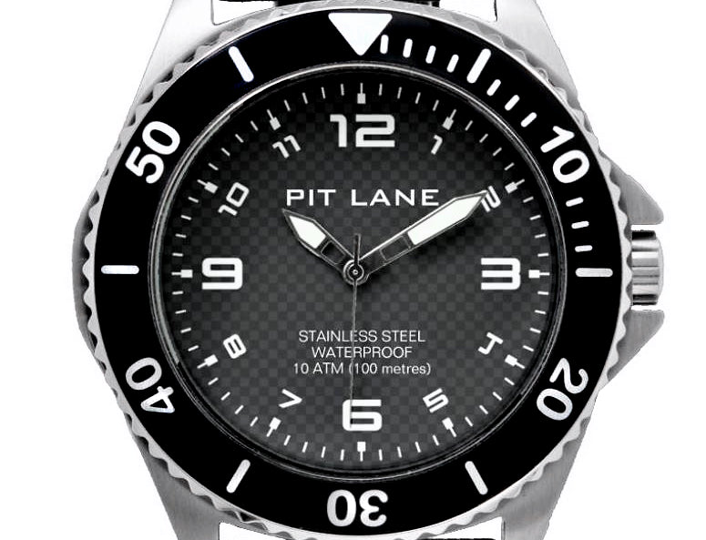 PIT LANE carbon sports stainless steel watch - water resistant to 100 METERS